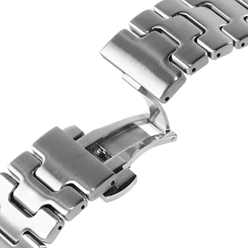 Replacement Strap for Apple Watch Series 11 10 42mm / 9 8 7 41mm / SE3 SE2 SE 6 5 4 40mm / 3 2 1 38mm H Type Metal Watch Band - Silver - 4