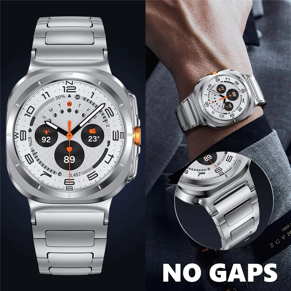 Replacement Strap For Samsung Galaxy Watch8 44mm / 40mm / 8 Classic 46mm H-Link Stainless Steel Watch Band - Silver - 6