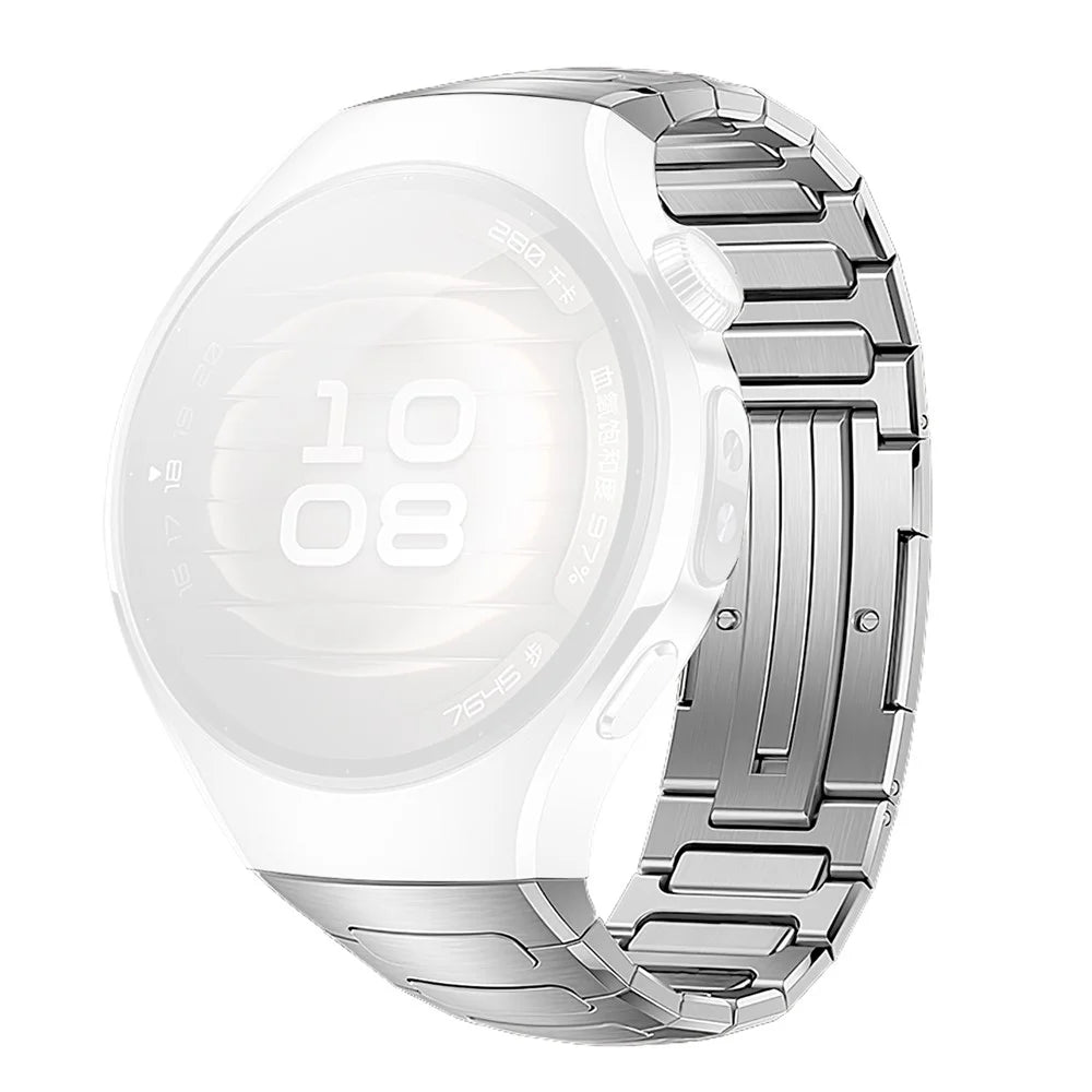 For Huawei Watch 5 42mm Titanium Alloy Watch Band Metal Watch Strap with Folding Clasp - Silver - 1