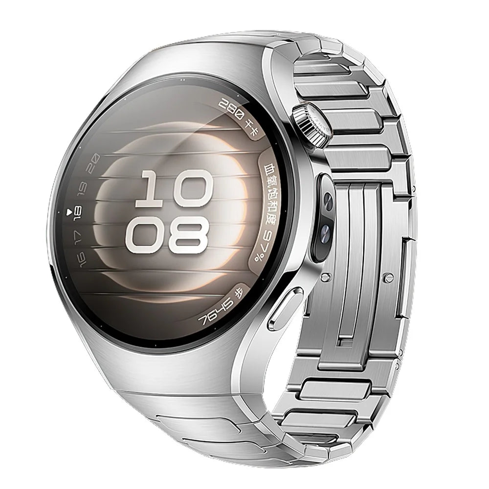 For Huawei Watch 5 42mm Titanium Alloy Watch Band Metal Watch Strap with Folding Clasp - Silver - 2
