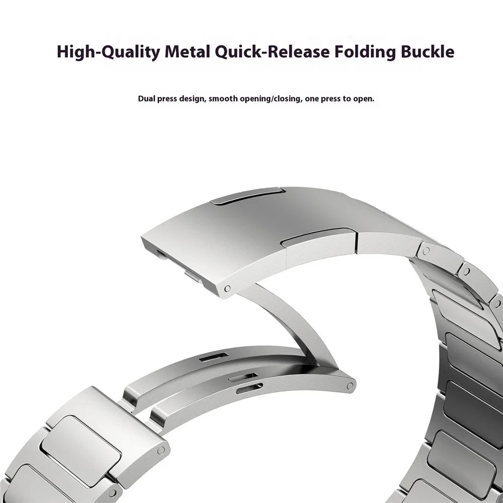 For Huawei Watch 5 42mm Titanium Alloy Watch Band Metal Watch Strap with Folding Clasp - Silver - 3
