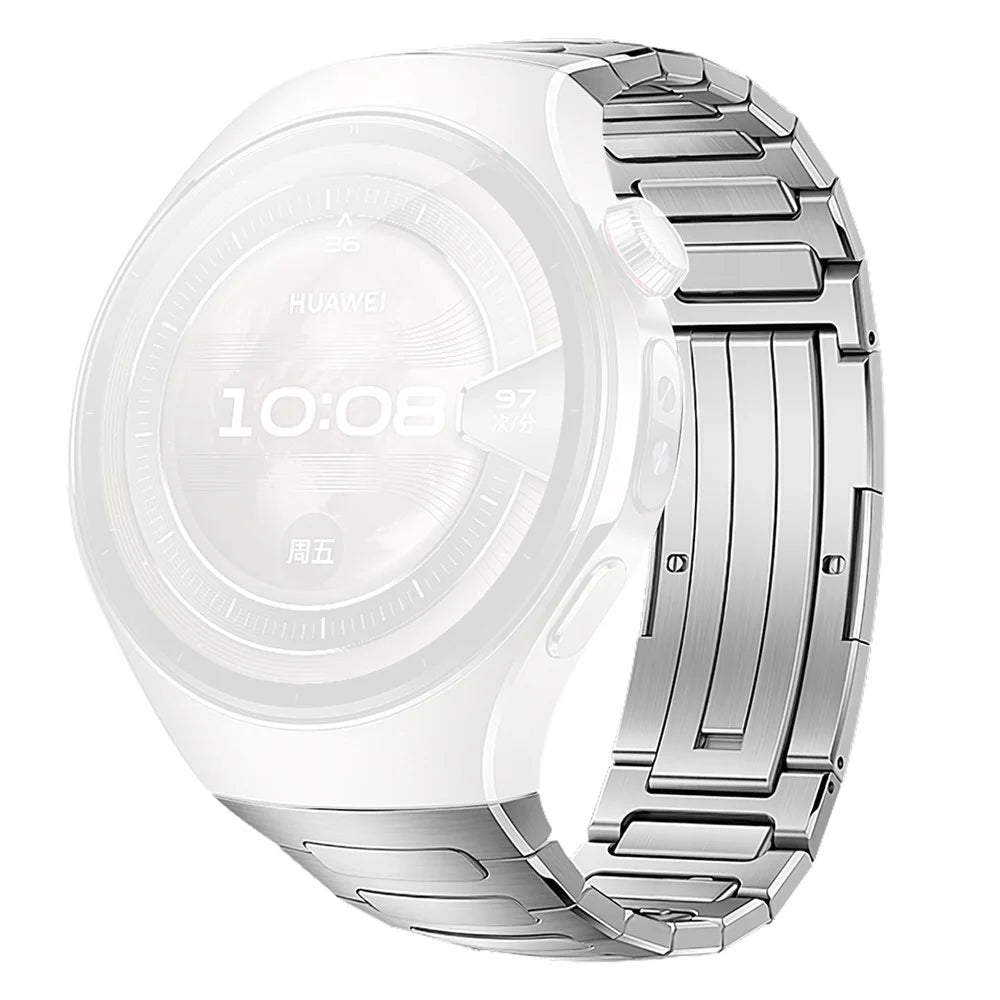 For Huawei Watch 5 46mm Titanium Alloy Metal Watch Band H-Link Design Folding Clasp Strap - Silver - 1