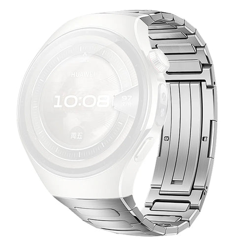 For Huawei Watch 5 46mm Titanium Alloy Metal Watch Band H-Link Design Folding Clasp Strap - Silver - 1