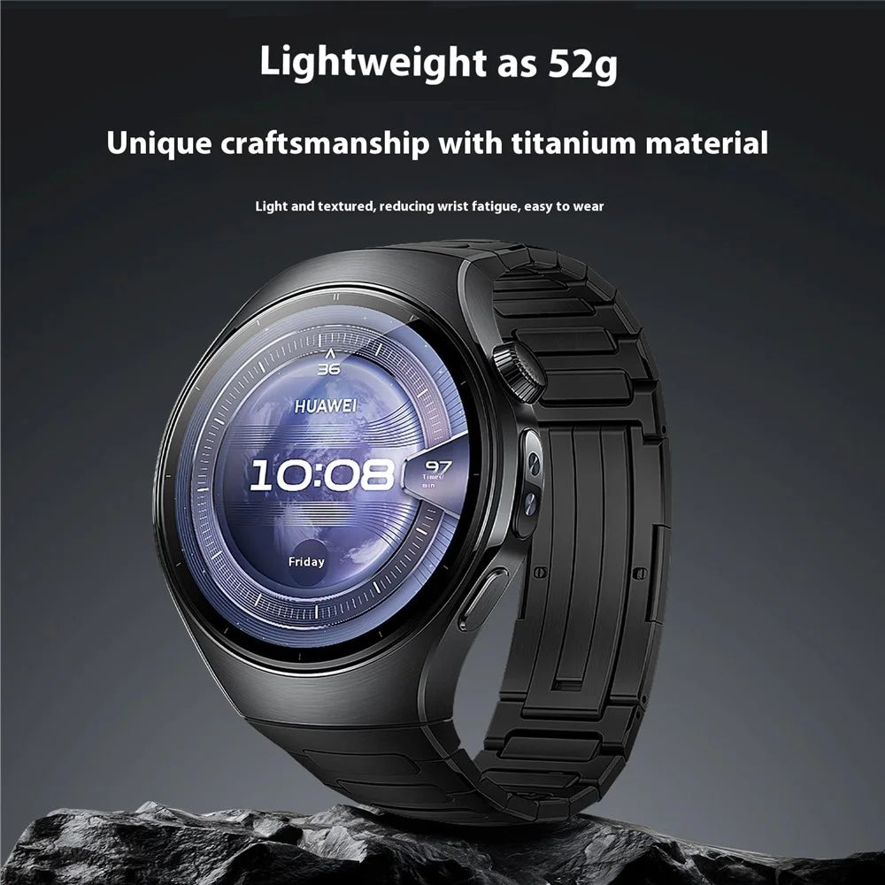 For Huawei Watch 5 46mm Titanium Alloy Metal Watch Band H-Link Design Folding Clasp Strap - Silver - 4