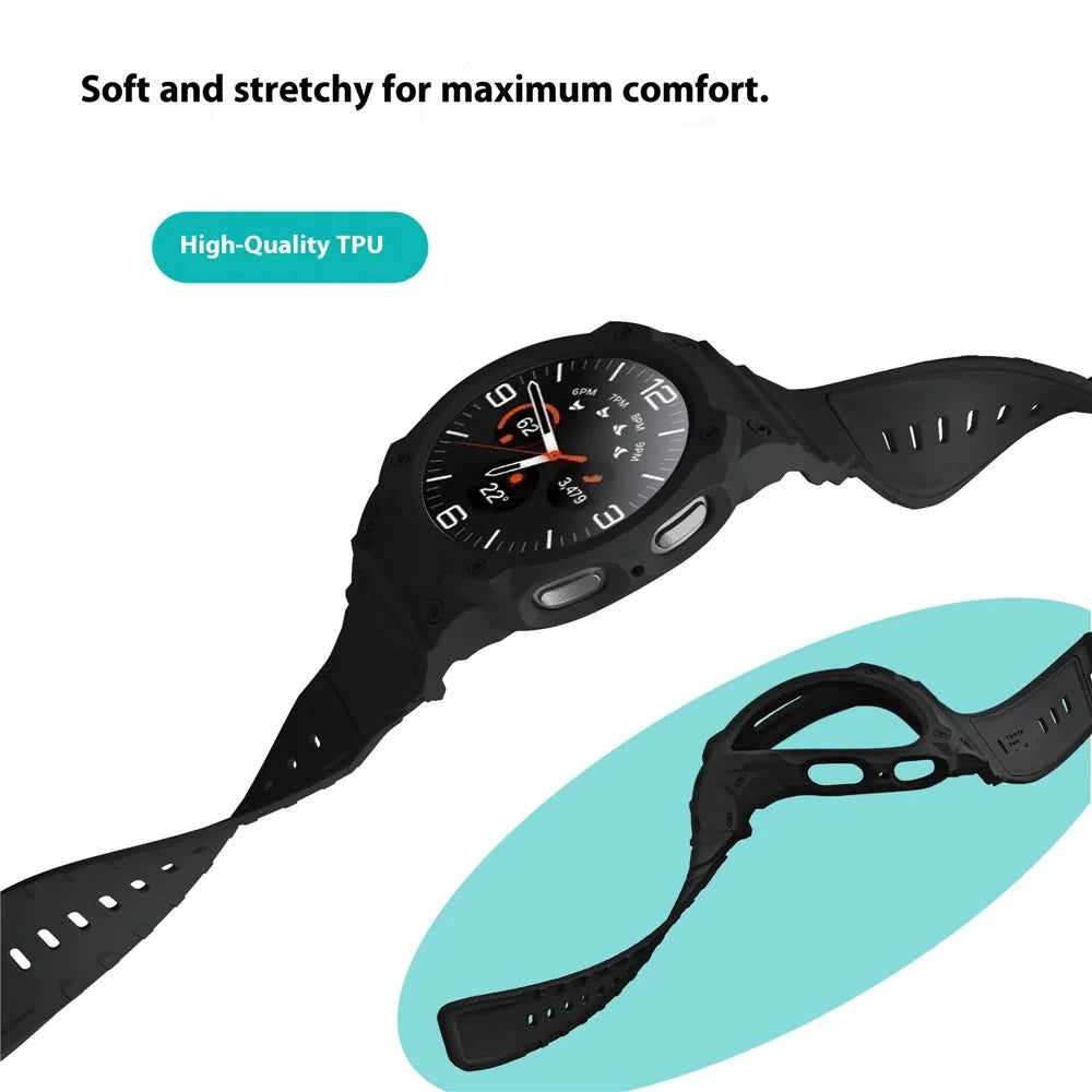 For Samsung Galaxy Watch8 44mm TPU Watchband Integrated with Anti Drop Watch Case - Black - 4