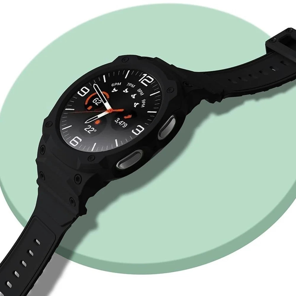 For Samsung Galaxy Watch8 44mm TPU Watchband Integrated with Anti Drop Watch Case - Black - 6