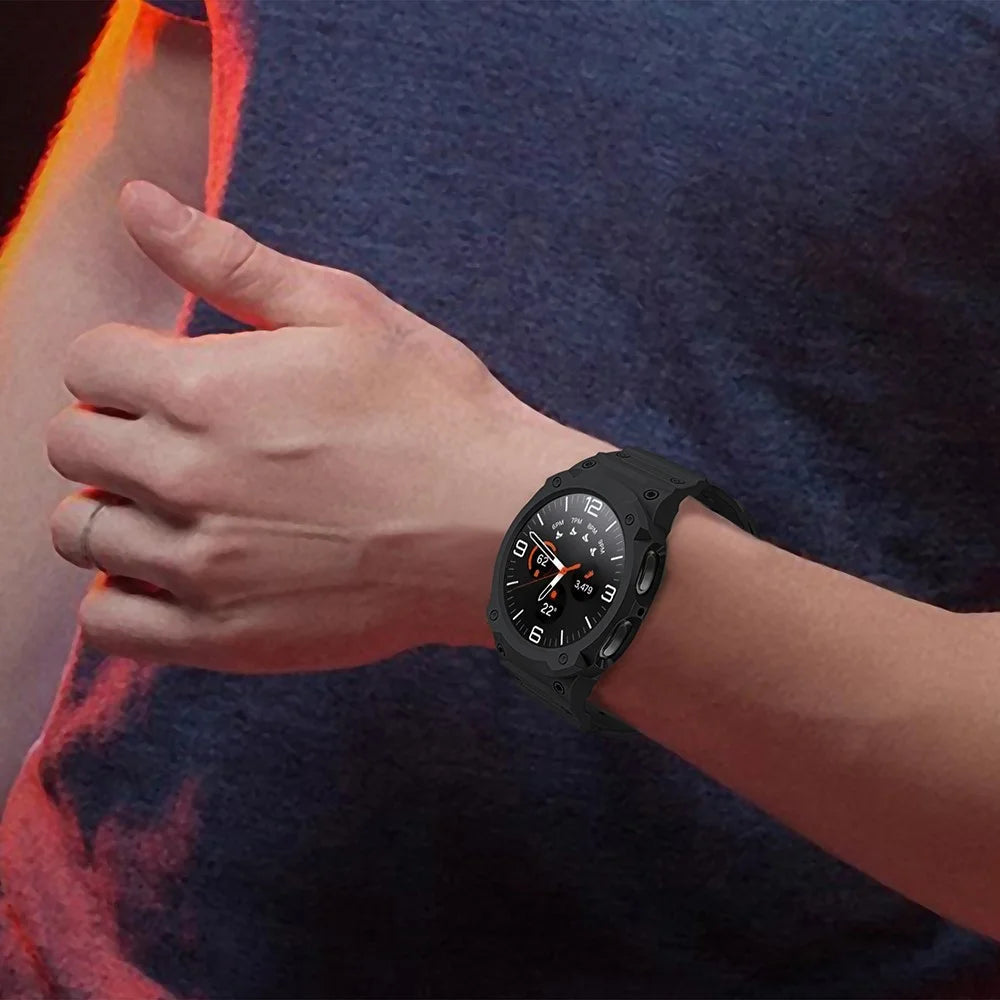 For Samsung Galaxy Watch8 44mm TPU Watchband Integrated with Anti Drop Watch Case - Black - 7