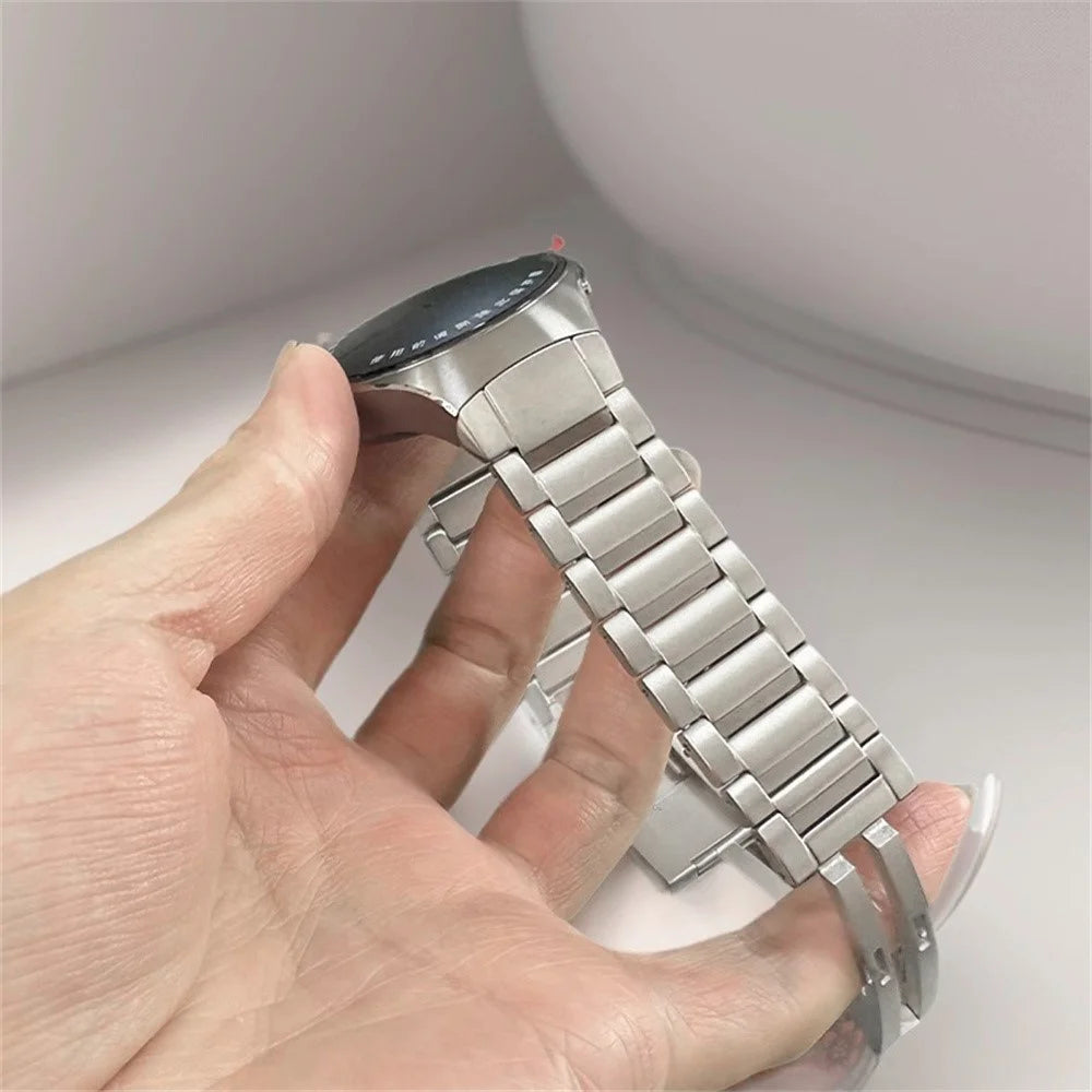 For Huawei Watch 5 46mm Titanium Alloy Watch Band Beveled Three-Bead Buckle Wrist Strap - 3