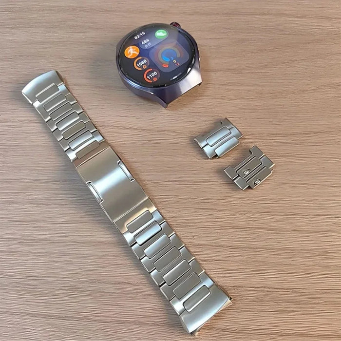 For Huawei Watch 5 42mm Titanium Alloy One-bead Watch Band Quick Release Metal Replacement Strap - Silver - 5