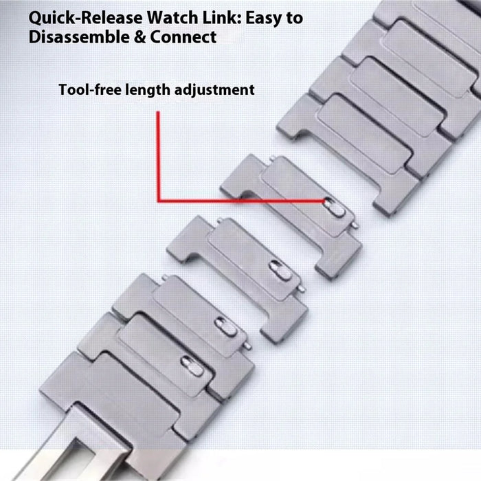 For Huawei Watch 5 42mm Titanium Alloy Watch Band Quick Release One-bead Wrist Strap - Black - Silver - 3