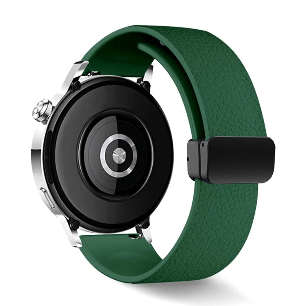 22mm Magnetic Silicone Band for Huawei Watch GT 5 46mm / GT 5 Pro 46mm / Samsung Galaxy Watch3 45mm Litchi Texture Watch Strap - Green - 1
