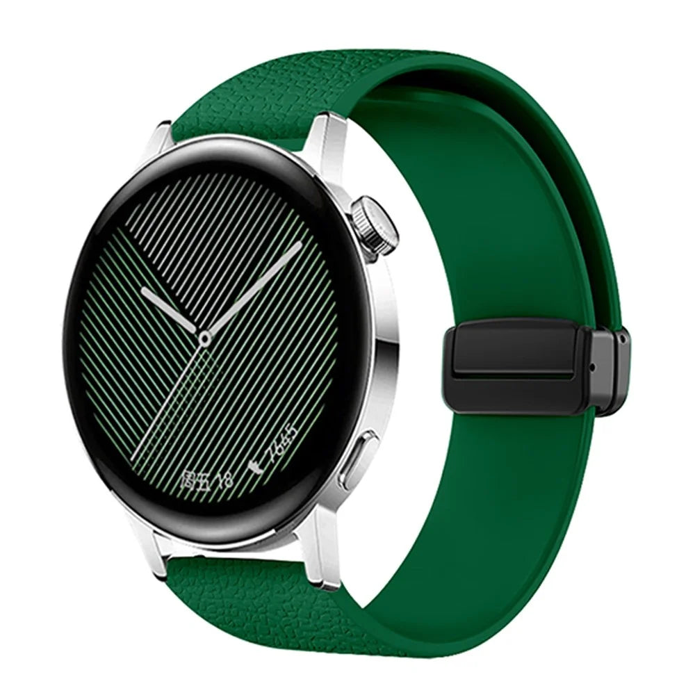 22mm Magnetic Silicone Band for Huawei Watch GT 5 46mm / GT 5 Pro 46mm / Samsung Galaxy Watch3 45mm Litchi Texture Watch Strap - Green - 2