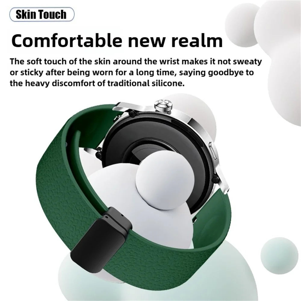 22mm Magnetic Silicone Band for Huawei Watch GT 5 46mm / GT 5 Pro 46mm / Samsung Galaxy Watch3 45mm Litchi Texture Watch Strap - Green - 3