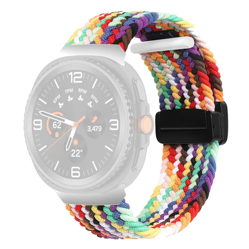 Nylon Braid Watch Strap for Samsung Galaxy Watch8 Classic 46mm / Watch8 44mm / 40mm Magnetic Buckle Wrist Band - Rainbow - 1