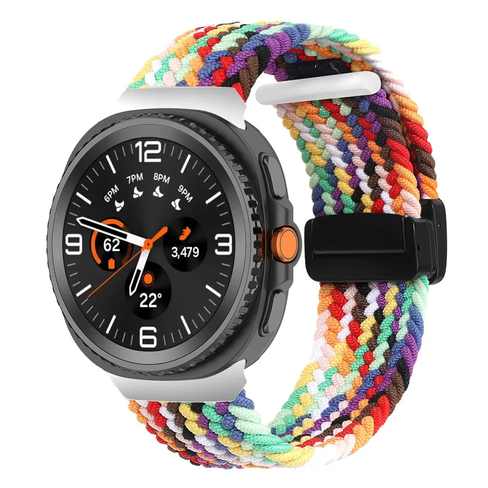 Nylon Braid Watch Strap for Samsung Galaxy Watch8 Classic 46mm / Watch8 44mm / 40mm Magnetic Buckle Wrist Band - Rainbow - 2