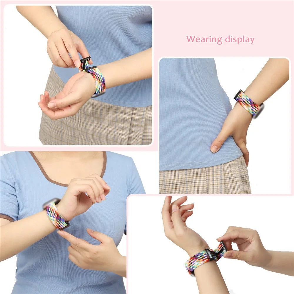 Nylon Braid Watch Strap for Samsung Galaxy Watch8 Classic 46mm / Watch8 44mm / 40mm Magnetic Buckle Wrist Band - Rainbow - 5