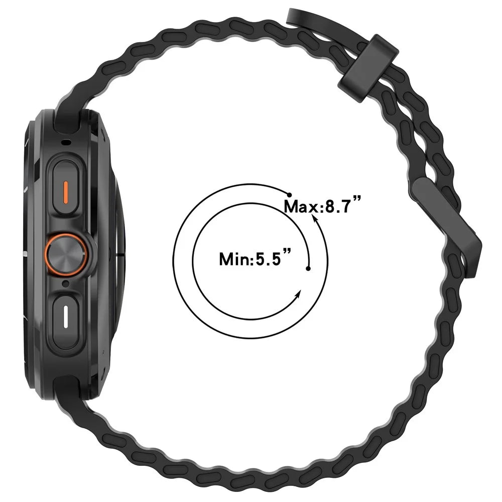 For Samsung Galaxy Watch Ultra (2025) 47mm Silicone Band Double Pin Buckle Watch Strap with Watch Case - Black - 6