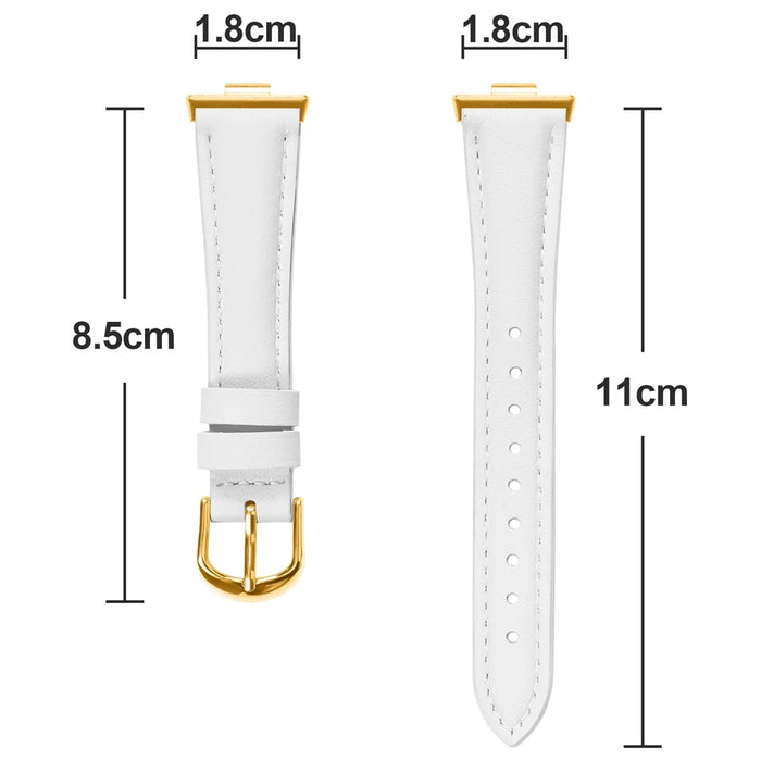 For Samsung Galaxy Fit3 Watch Band Gold Buckle Slim Leather Strap - White - 6