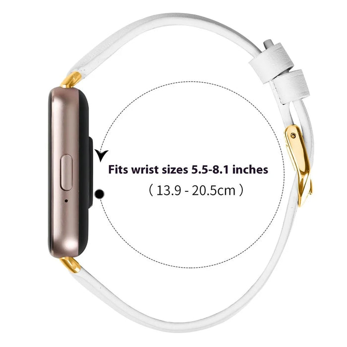 For Samsung Galaxy Fit3 Watch Band Gold Buckle Slim Leather Strap - White - 7