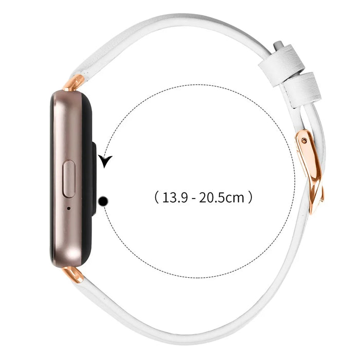 For Samsung Galaxy Fit3 Watch Band Rose Gold Buckle Slim Leather Strap - White - 7