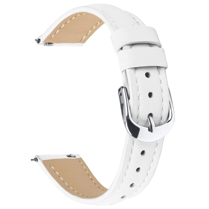 For Huawei Watch GT 4 41mm Watch Band Silver Buckle Slim Leather Strap - White - 1