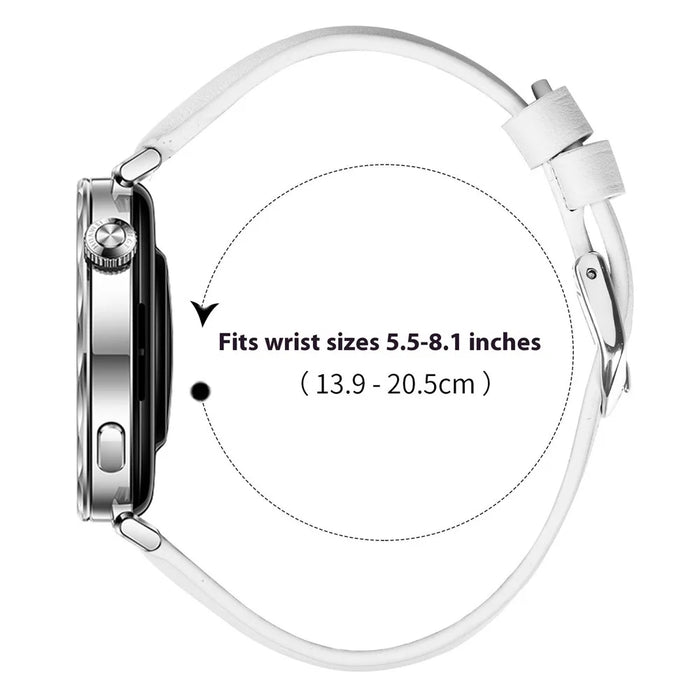 For Huawei Watch GT 4 41mm Watch Band Silver Buckle Slim Leather Strap - White - 7