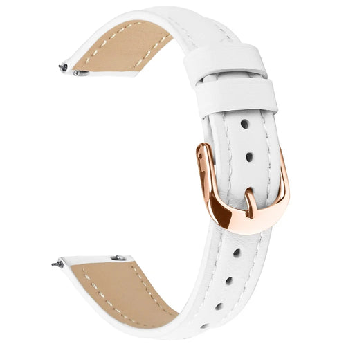 For Huawei Watch GT 4 41mm Watch Band Rose Gold Buckle Slim Leather Strap - White - 1