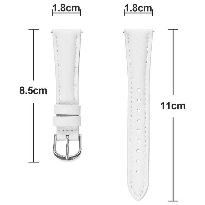 For Huawei Watch GT 5 41mm Watch Band Silver Buckle Slim Leather Strap - White - 6