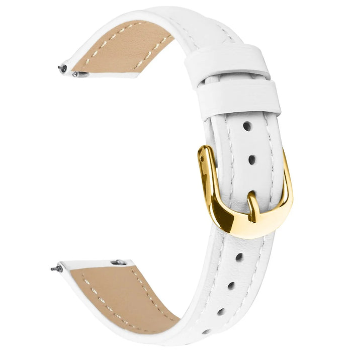 For Huawei Watch GT 5 41mm Watch Band Gold Buckle Slim Leather Strap - White - 1