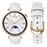 For Huawei Watch GT 5 41mm Watch Band Gold Buckle Slim Leather Strap - White - 3