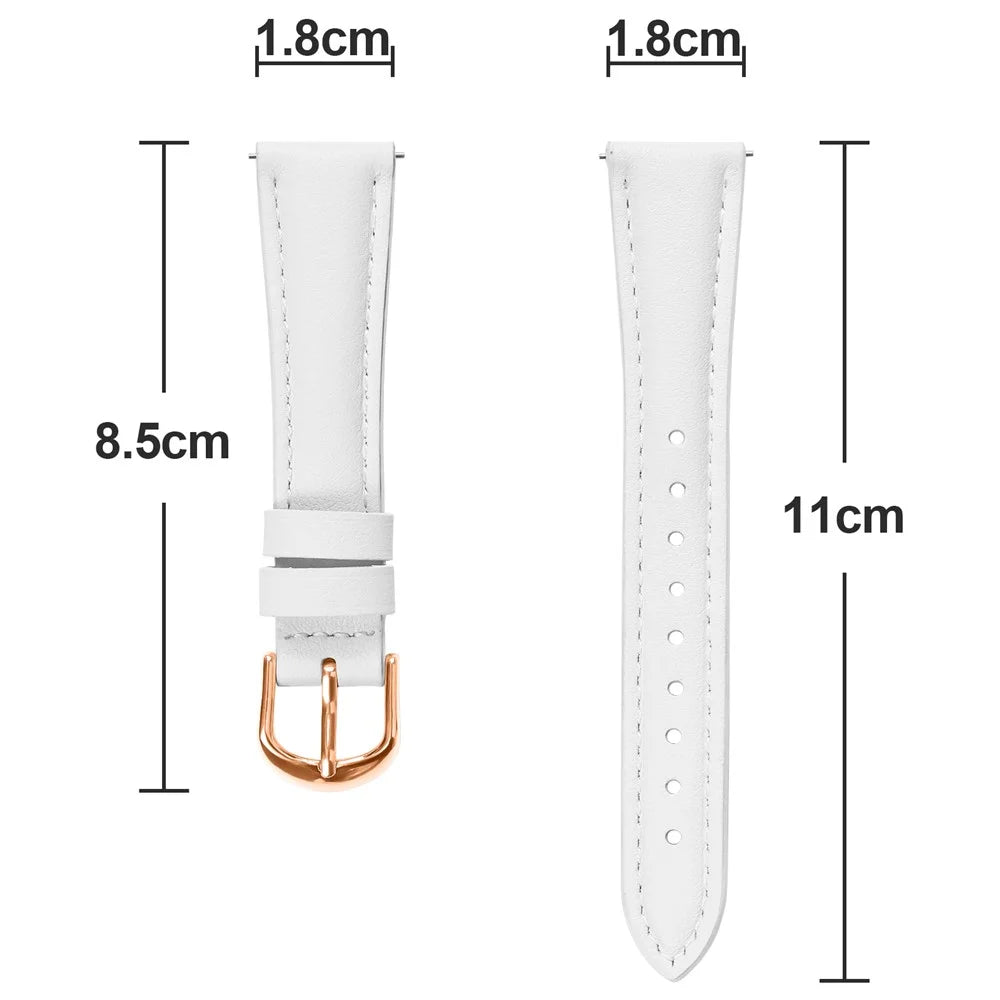 For Huawei Watch GT 5 41mm Watch Band Rose Gold Buckle Slim Leather Strap - White - 6