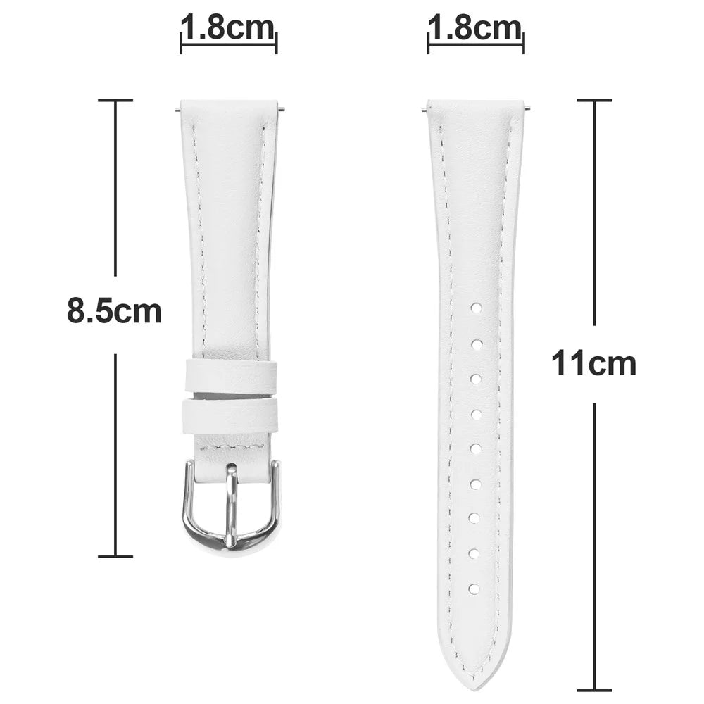 For Honor Watch S1 / Huawei Watch B5 Band Silver Buckle Slim Leather Watch Strap - White - 6