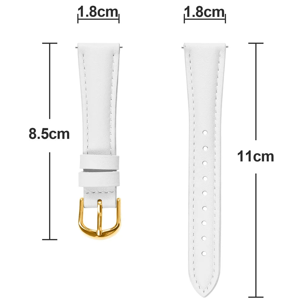 For Honor Watch S1 / Huawei Watch B5 Band Gold Buckle Slim Leather Watch Strap - White - 6