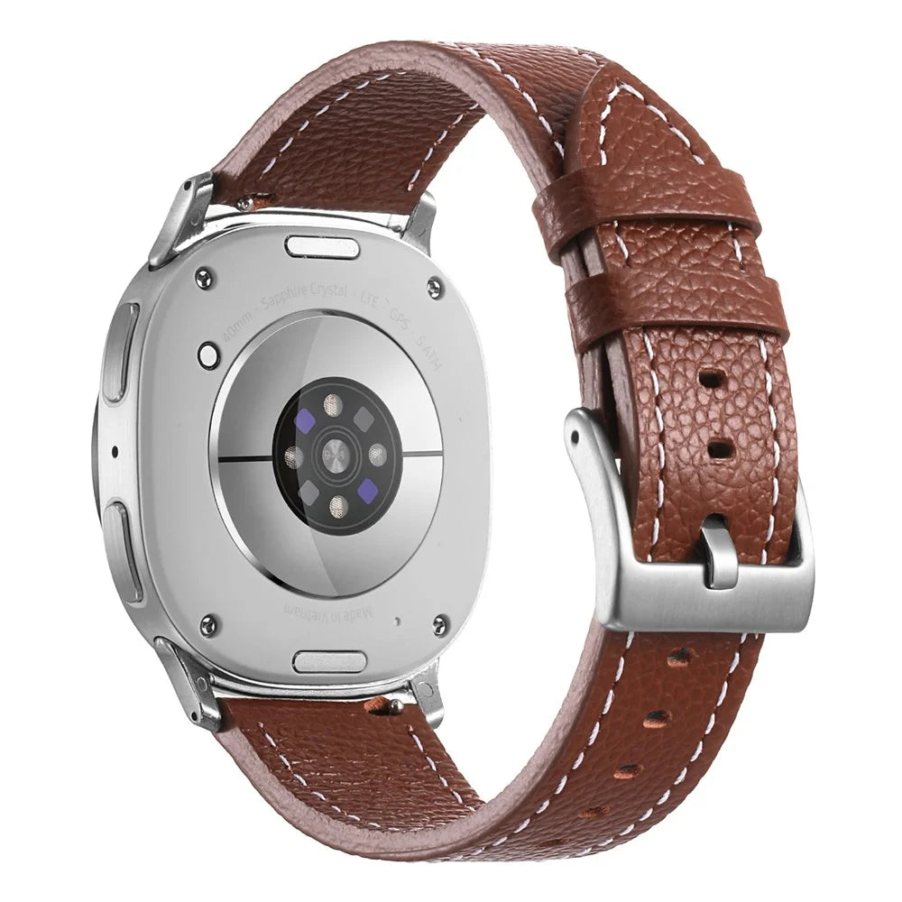Watch Band For Samsung Galaxy Watch8 44mm  /  40mm  /  Watch8 Classic 46mm Dual-Sided Genuine Cow Leather Strap - Brown - 1