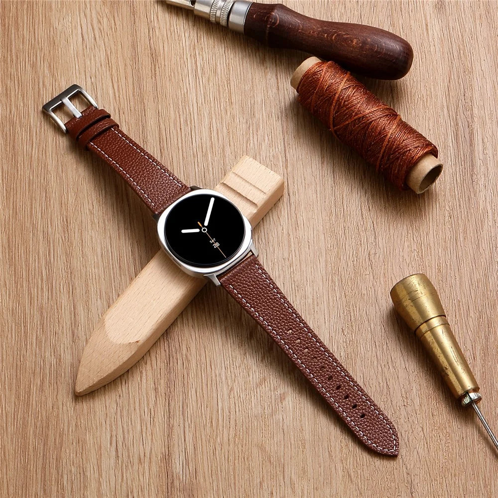 Watch Band For Samsung Galaxy Watch8 44mm  /  40mm  /  Watch8 Classic 46mm Dual-Sided Genuine Cow Leather Strap - Brown - 4