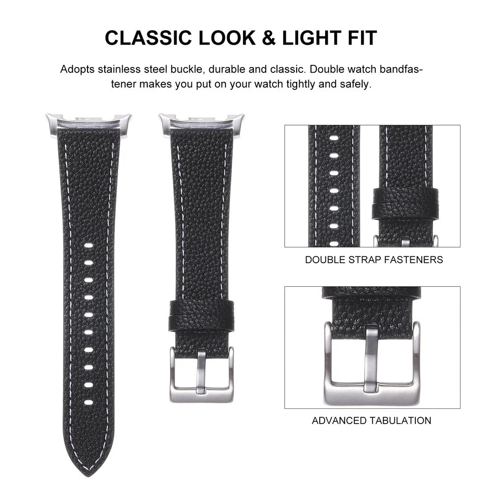 Watch Band For Samsung Galaxy Watch8 44mm  /  40mm  /  Watch8 Classic 46mm Dual-Sided Genuine Cow Leather Strap - Brown - 5