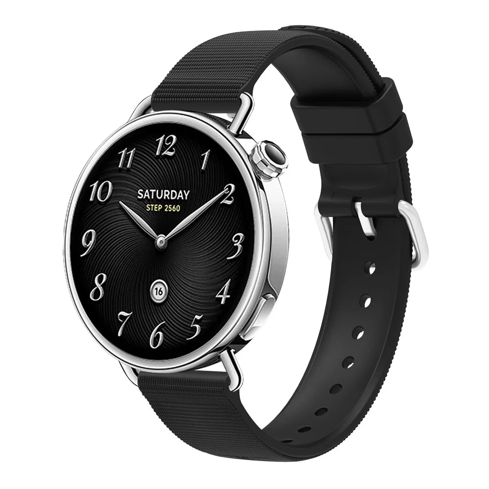 For Xiaomi Watch S4 41mm Watch Band 18mm Textured Silicone Strap - Black - 2