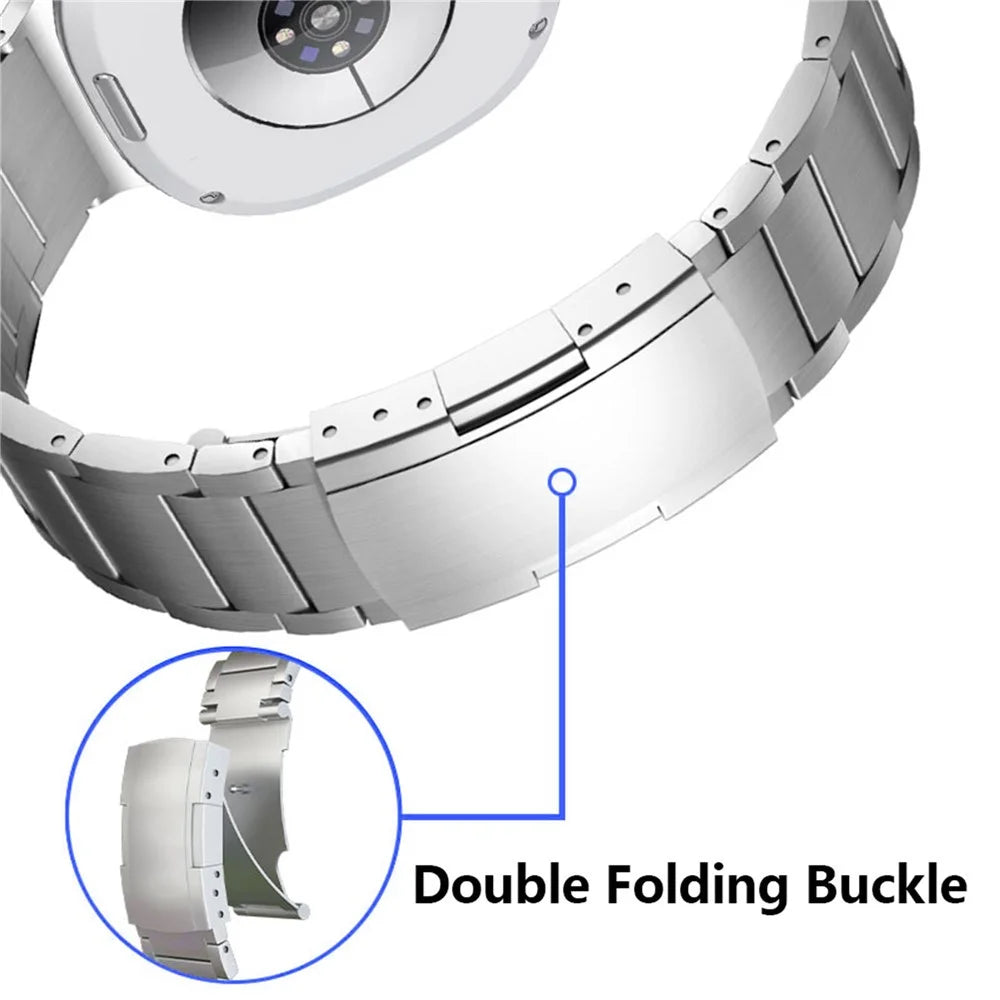 Watch Band For Samsung Galaxy Watch8 44mm  /  40mm  /  Watch8 Classic 46mm Integrated 3-Bead Folding Buckle Stainless Steel Strap - Silver - 4