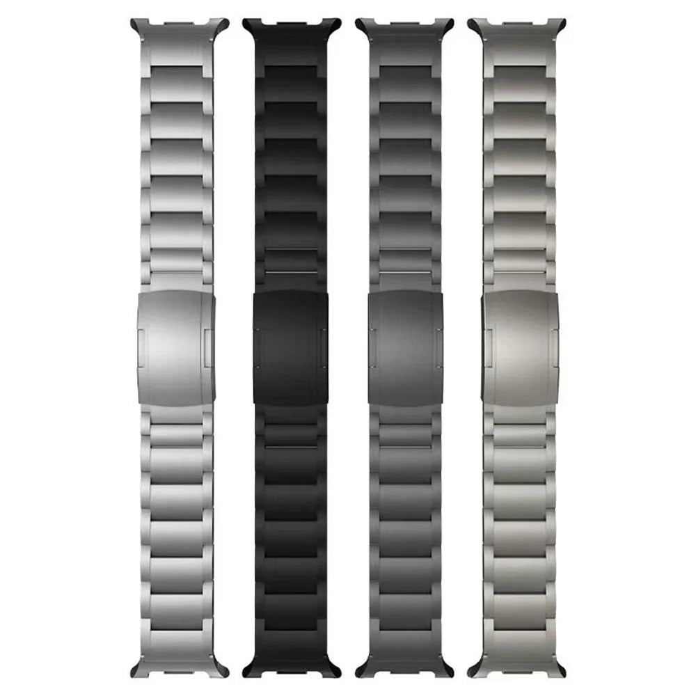 Watch Band For Samsung Galaxy Watch8 44mm  /  40mm  /  Watch8 Classic 46mm Integrated 3-Bead Folding Buckle Stainless Steel Strap - Silver - 7