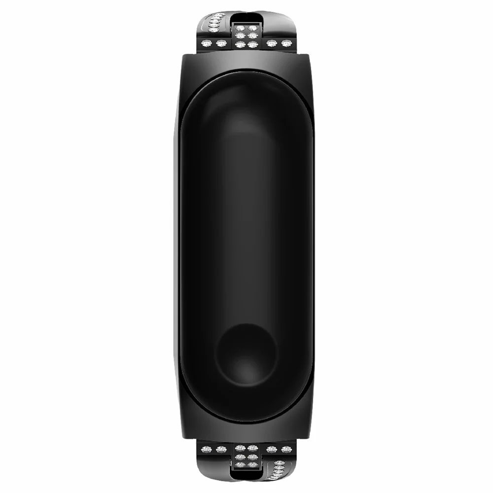 X-Shaped Design Aluminum Alloy Jewelry Wristband Bling Diamond Metal Strap for Xiaomi Mi Band 6 / 5 - Black - 3
