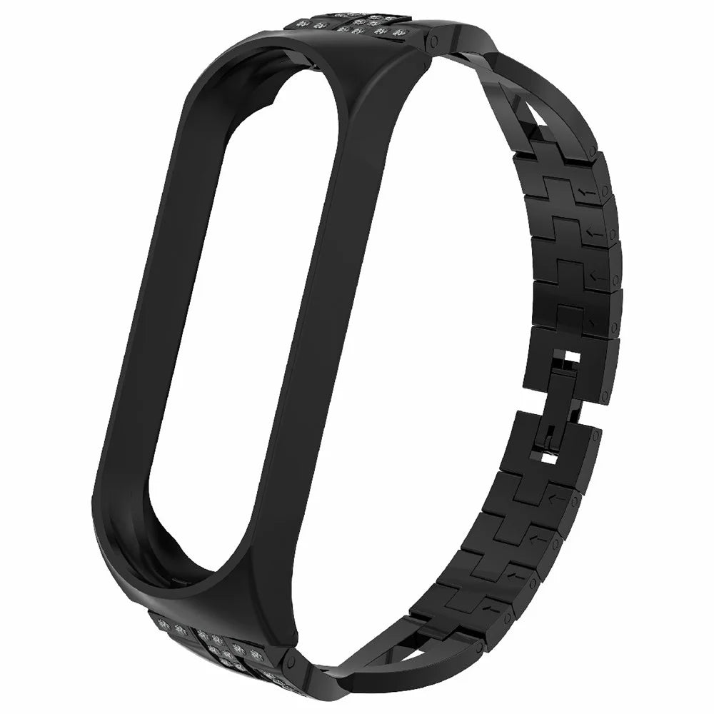 X-Shaped Design Aluminum Alloy Jewelry Wristband Bling Diamond Metal Strap for Xiaomi Mi Band 6 / 5 - Black - 4