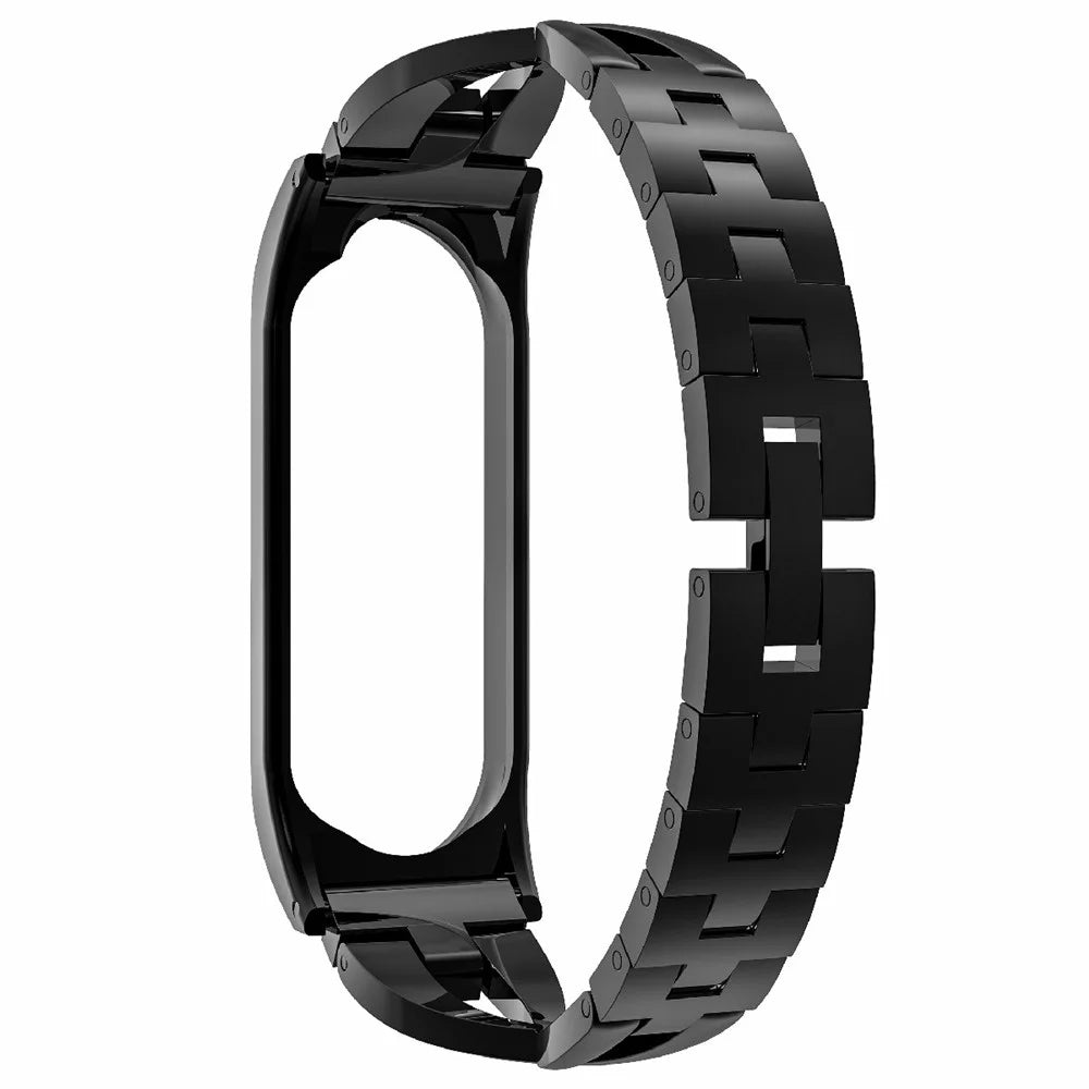 X-Shaped Design Aluminum Alloy Jewelry Wristband Bling Diamond Metal Strap for Xiaomi Mi Band 6 / 5 - Black - 5