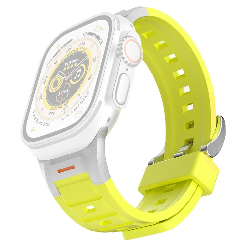 Silicone Watch Band for Apple Watch Series 11 10 42mm / 9 8 7 41mm / SE3 SE2 SE 6 5 4 40mm / 3 2 1 38mm Quick Release Replacement Strap - Fluorescent Green - 1