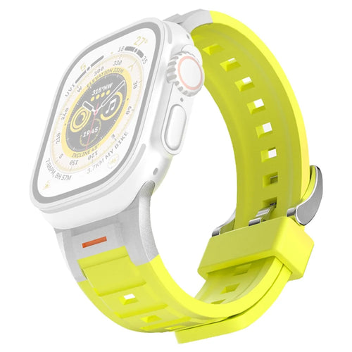 Silicone Watch Band for Apple Watch Series 11 10 42mm / 9 8 7 41mm / SE3 SE2 SE 6 5 4 40mm / 3 2 1 38mm Quick Release Replacement Strap - Fluorescent Green - 1