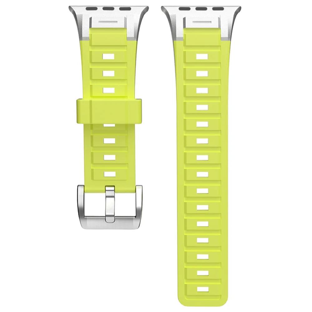 Silicone Watch Band for Apple Watch Series 11 10 42mm / 9 8 7 41mm / SE3 SE2 SE 6 5 4 40mm / 3 2 1 38mm Quick Release Replacement Strap - Fluorescent Green - 3