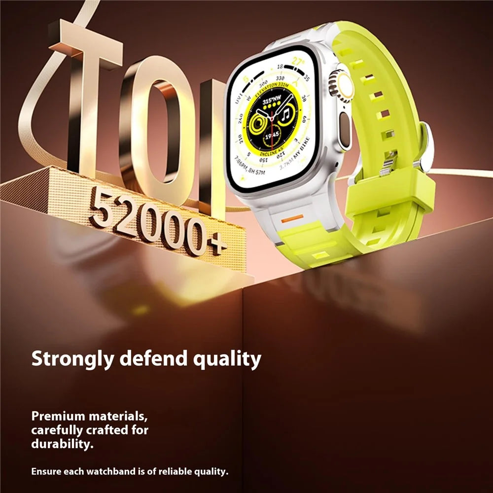 Silicone Watch Band for Apple Watch Series 11 10 42mm / 9 8 7 41mm / SE3 SE2 SE 6 5 4 40mm / 3 2 1 38mm Quick Release Replacement Strap - Fluorescent Green - 6