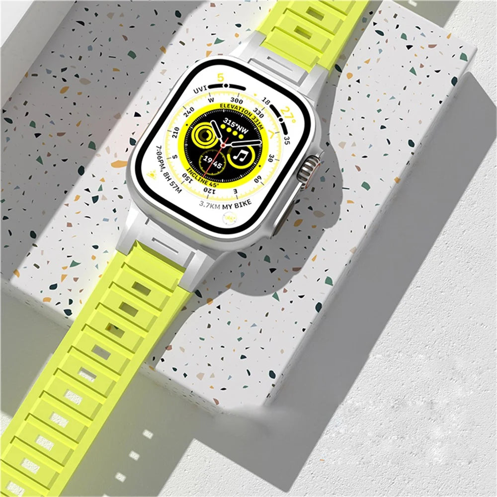 Silicone Watch Band for Apple Watch Series 11 10 42mm / 9 8 7 41mm / SE3 SE2 SE 6 5 4 40mm / 3 2 1 38mm Quick Release Replacement Strap - Fluorescent Green - 7