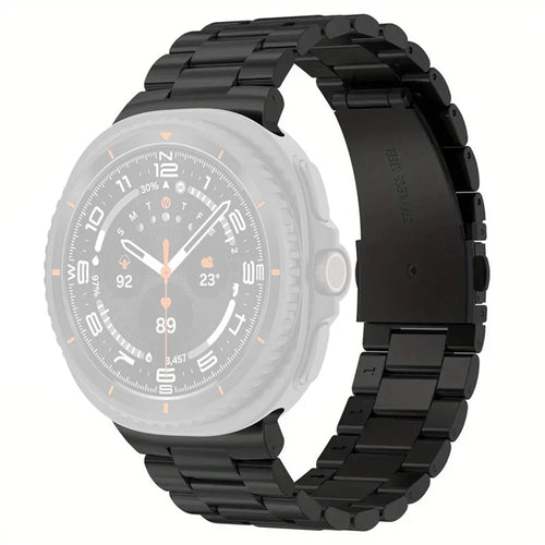 Replacement Strap for Samsung Galaxy Watch8 44mm / 40mm / 8 Classic 46mm Metal Watch Band 3-Bead Design Folding Clasp - Black - 1