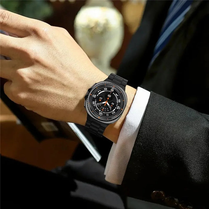 Replacement Strap for Samsung Galaxy Watch8 44mm / 40mm / 8 Classic 46mm Metal Watch Band 3-Bead Design Folding Clasp - Black - 7