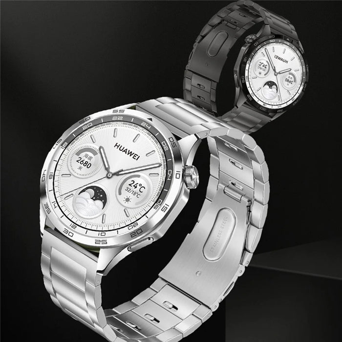 22mm Watch Band For Huawei Watch GT 5 Pro 46mm  /  GT 5 46mm  /  GT 4 46mm Quick Release Buckle 3-Bead Stainless Steel Strap - Silver - 5